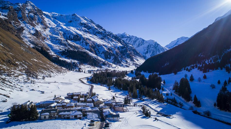 Drone view of Snowy Village
