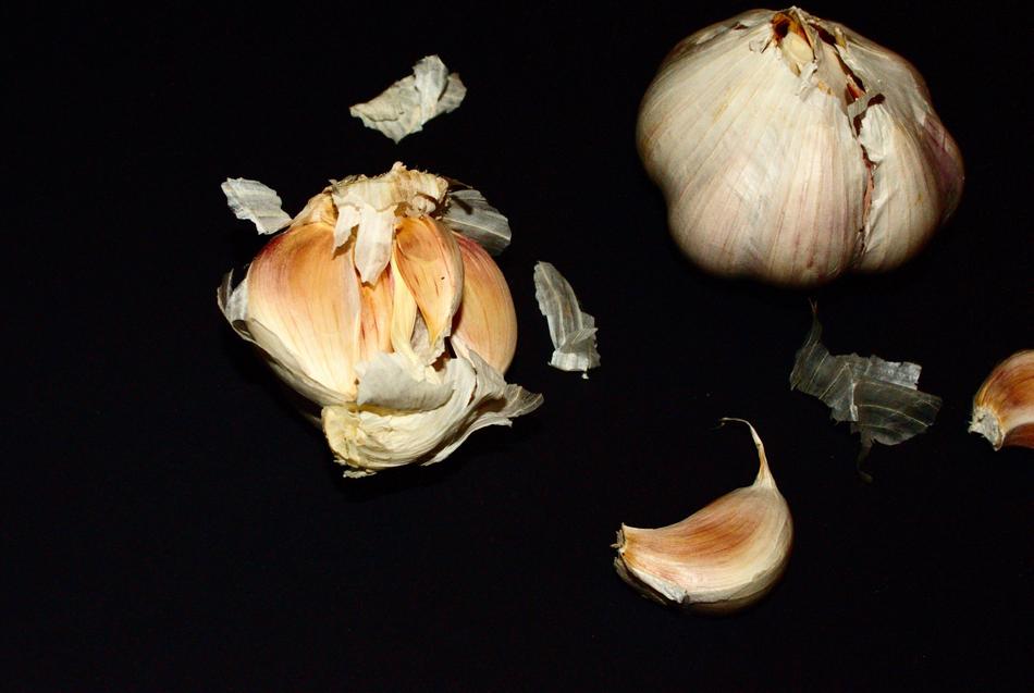 delicious garlic on a black background