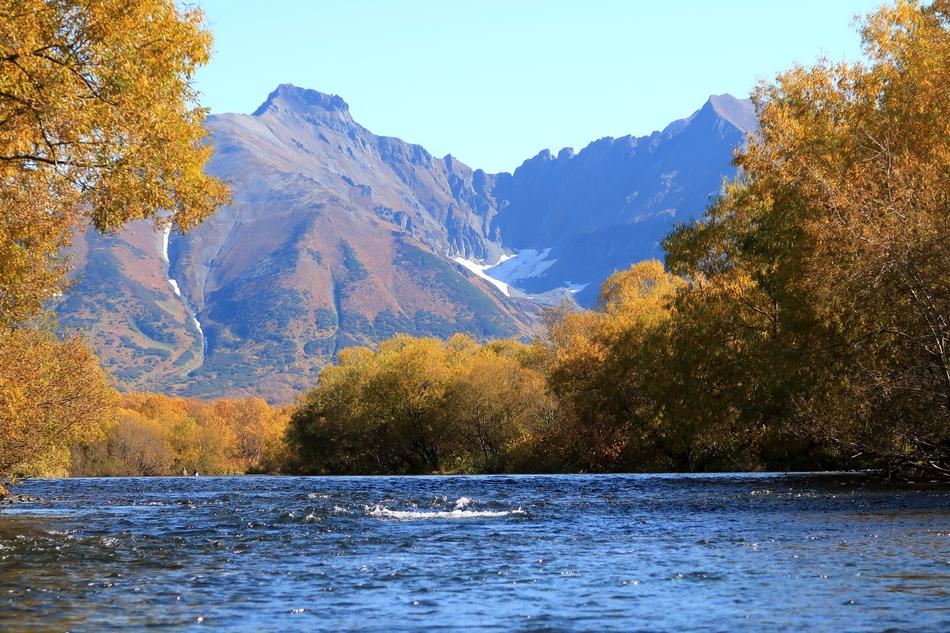 Autumn River Mountains An Ancient volcano