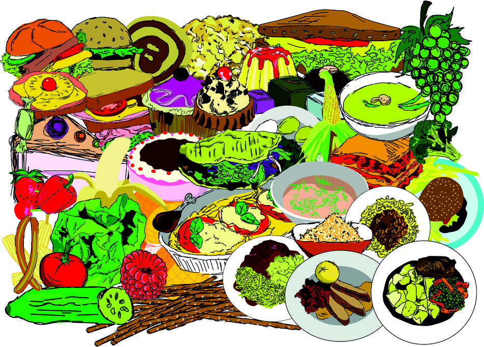 drawing of food in color