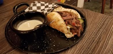 meat sandwich and soup