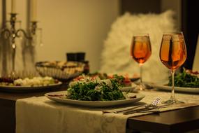 dinner with alcoholic beverages