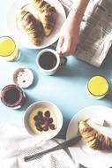 hand near breakfast
