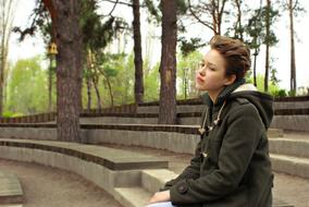 Girl Teen Park sad