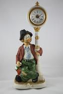 drunkard, funny man with bottle at clock, figurine