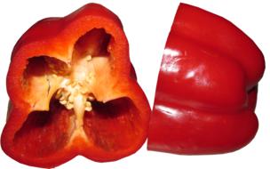 sliced peppers on a white background