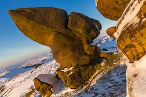 Natural Rock Formation Winter Snow