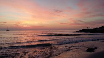 Sunset Body Of Water Beach