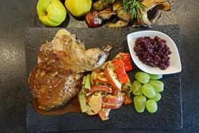 Juicy delicious meat with vegetables