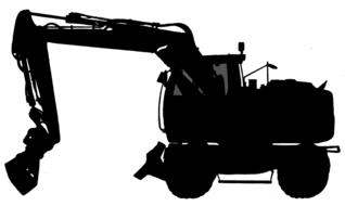 excavators site silhouette blade