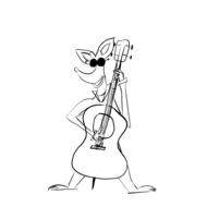 cool cartoon rat plays bass