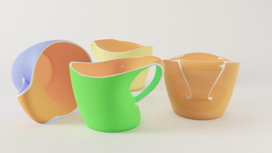 beautiful colored mugs