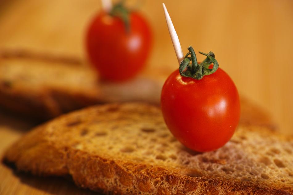 cherry tomatoes on bread