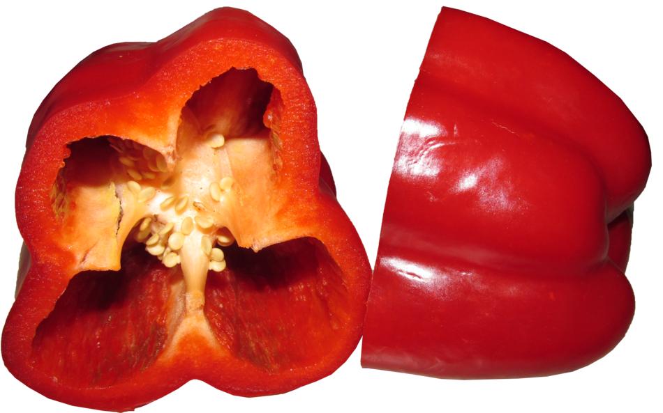 sliced peppers on a white background