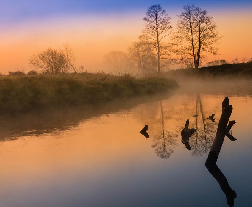 River Landscape The Fog