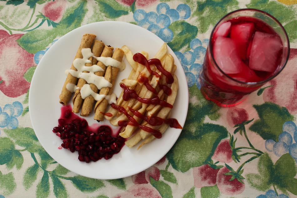 cold drink with dessert