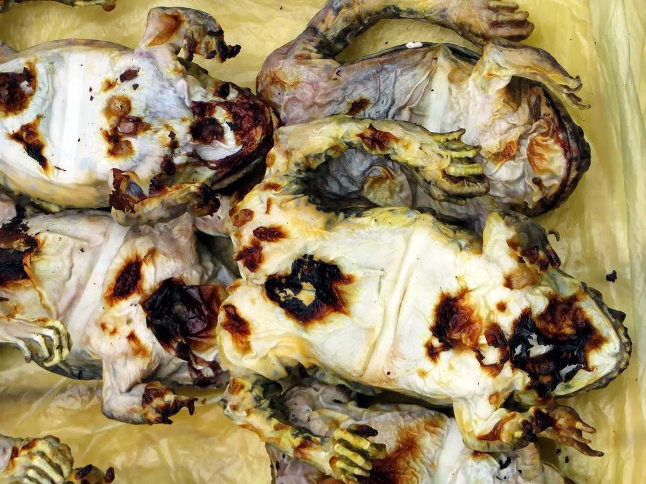 fried frog in the market