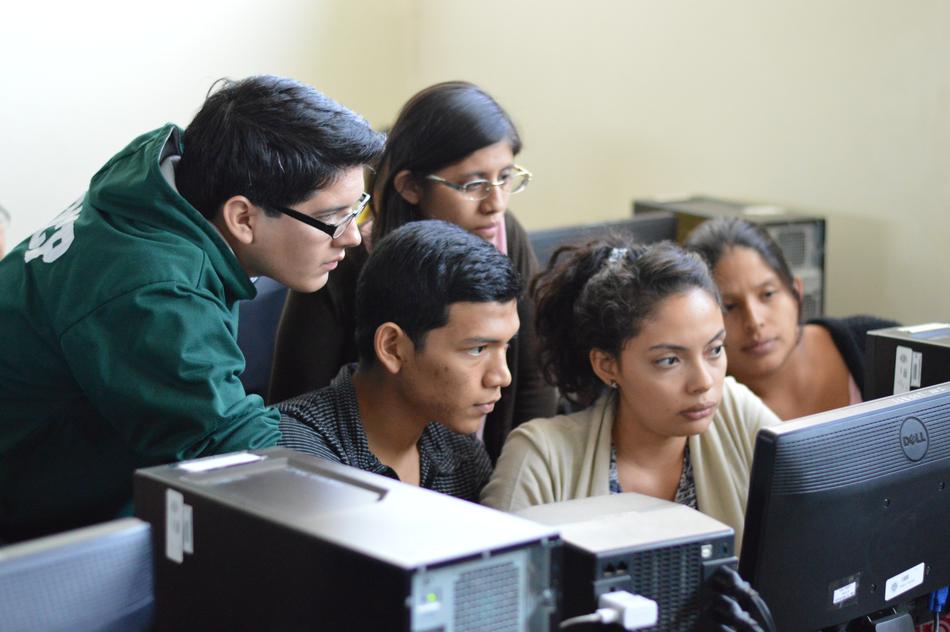 group of Students at monitor