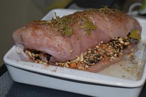 marinated meat with spices