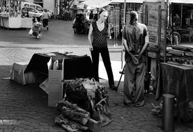 Black And White photo of Creative Market at street