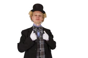 a man in a hat and a professor's suit