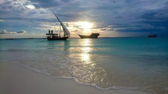Zanzibar Boats Sunset