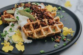 Breakfast waffles in the morning