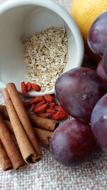 Oatmeal snack with plums