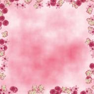 floral frame, pink background