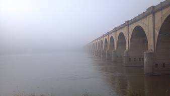 thick fog, stone bridge, river