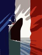 french vintage poster flag ship