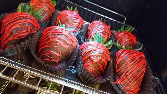 Chocolate dessert with red cream