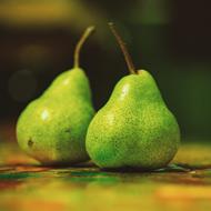 green ripe pears