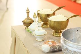 rice in a golden plate