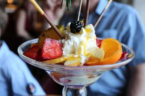 fruit sweet dessert with cream