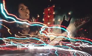Rock Music Concert, Festival, collage with lights