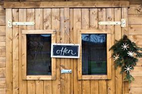 christmas decoration on Wooden Door