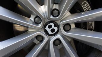 center of bentley Auto Wheel rim close up