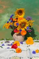 Flower Vase Bouquet Sunflower