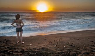 Sandy Beach Sunset Romantic