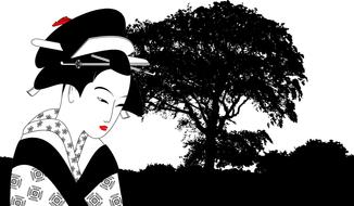 tree black white contrast asian