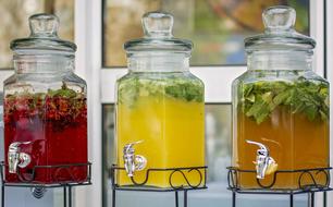 glass pot with juice