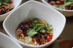 plate of soup and vegetables