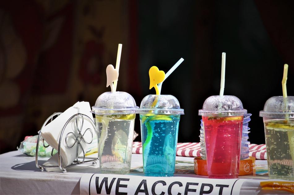 Colorful lemonade in a glass
