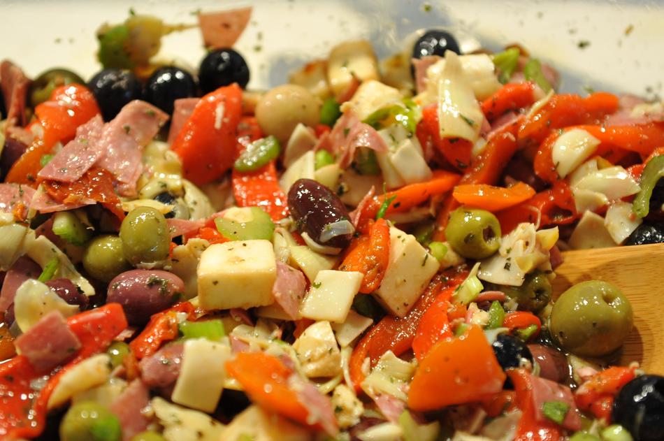 roasted vegetables in a salad