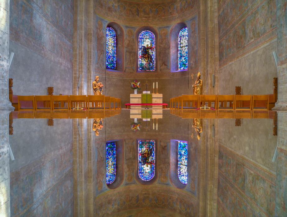 church brown glass view