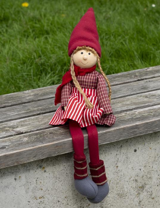 Child girl craft on wood bench