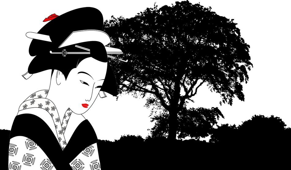 tree black white contrast asian