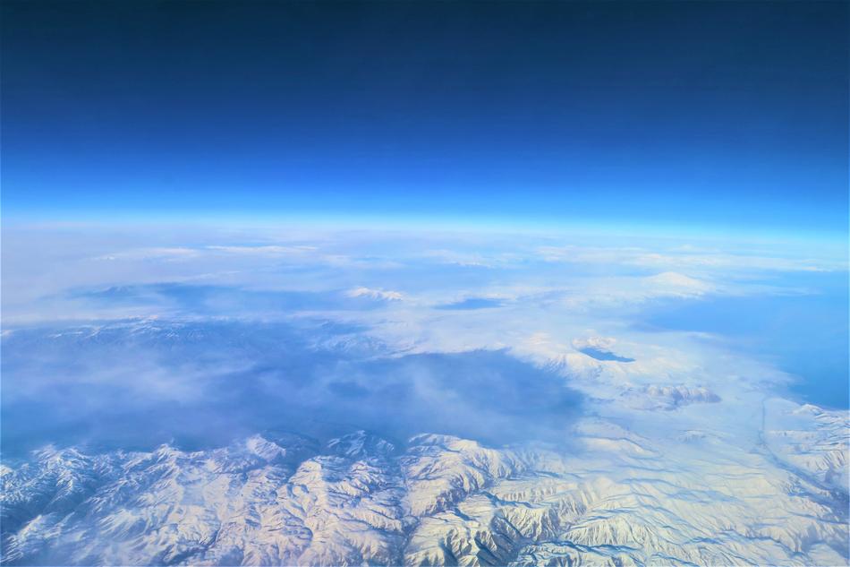view of the blue earth from space