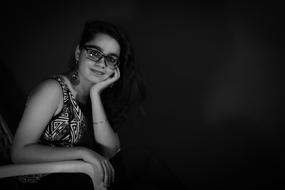 girl in Black Dark room